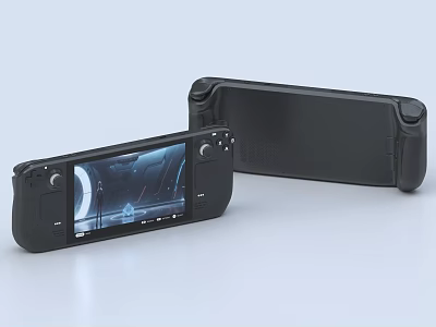 Black Portable Digital Gaming Consoles With Dual Units Display Screen Game Interface And Ergonomic Grips 3d model