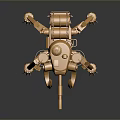 Golden Sci Fi Mechanical Game Movie Character With Multiple Arms And Leg Structure