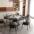 New Chinese Round Table Hotel Room Dining Table Round Table New Chinese Table 3d model