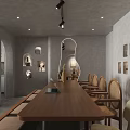 Modern Minimalist Cafe Interior With Counter Coffee Machine Menu Board And Bar Stools 3d model