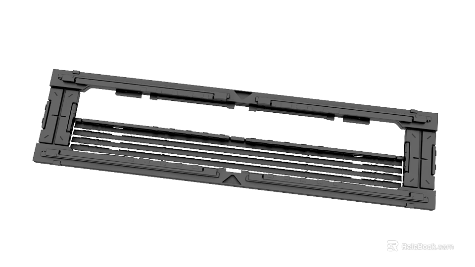 Black Plastic Grille Panel With Ventilation Holes And Structural Design Features 3d model 