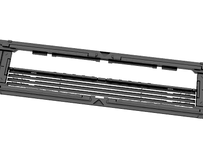 Black Plastic Grille Panel With Ventilation Holes And Structural Design Features 3d model