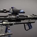 Tactical Sniper Rifle With High Precision Scope And Bipod Support Stand 3d model