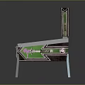 Vintage Desktop Computer With Screen Metal Stand And Colorful Green Panel