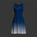 Sleeveless Knitted Dress With Blue To White Gradient And Flowy Hem