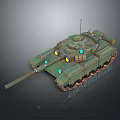 Military Combat Tank Featuring Green Camouflage Armor Cannon Barrel Turret Antenna Lights And Tracks
