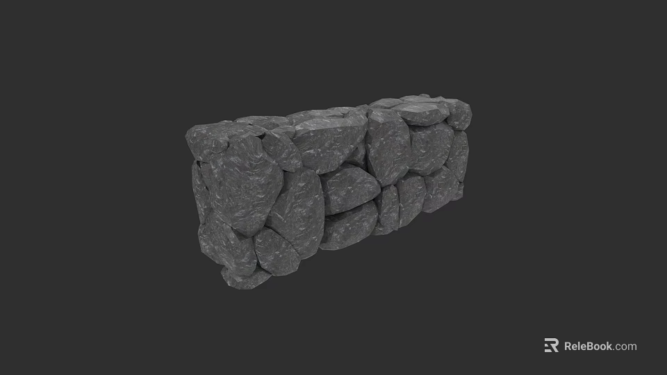 Versatile Rustic Natural Stone Wall With Irregular Textured Stones For Interior And Exterior 3d model 