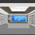 Modern Showroom Interior Design With Display Shelves Large Screen And Model Display Platform