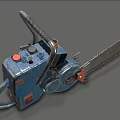Powerful Blue Electric Chainsaw With Metal Frame Red Components And Sharp Chain 3d model