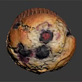 Homemade Style Golden Fluffy Blueberry Muffin With Fresh Blueberries And Paper Liner
