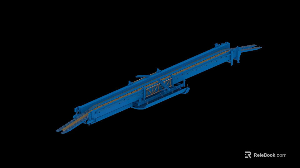 Blue Industrial Long Bridge Featuring Steel Frame Mechanical Structure Design 3d model
