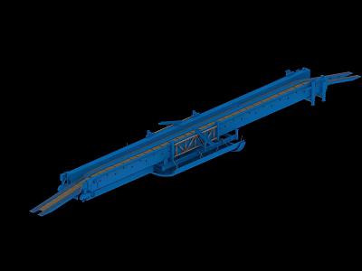Blue Industrial Long Bridge Featuring Steel Frame Mechanical Structure Design 3d model
