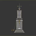 Ornate Arch Structure With Golden Bell Stone Pillars And Cross Top Decor