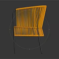 Modern Style Yellow Rattan Woven Chair With Black Metal Frame And Comfortable Design