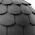 Architectural Scaled Tiles Sphere Structure With Dark Gray And Black Colors And Dividing Lines