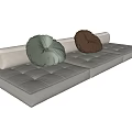 Modern Floor Cushion Set With Light Gray Base And Two Round Pillows 3d model