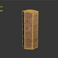 Orange Hexagonal Prism Decorative Ornament Set With Carved Texture And Shiny Surface On Black Background