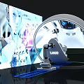 Futuristic Robot Technology Display With Large Screen And Circular Installation 3d model