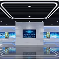 Modern Technology Exhibition Hall With Digital Displays Sleek Ceiling And Smooth Floor 3d model