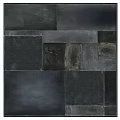 Dark Textured Square Floor Tiles With Mixed Sizes And Rustic Pattern Design