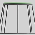 Modern Round Green Cushioned Stool With Metal Frame Structure Design