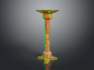 Colorful Artistic Column Standing In Lush Green Natural Scenic Landscape 3d model