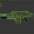 Futuristic Green And Blue Weapon With Metallic Structure And Advanced Design Features
