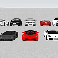 Various Sports Cars Sedans And SUV In Different Colors On Display Stand