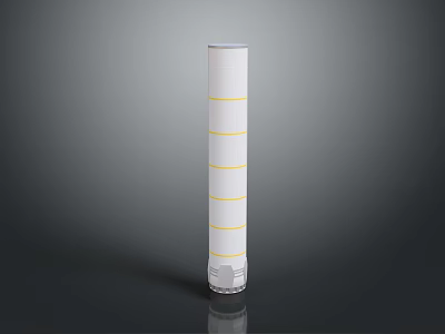 White Cylindrical Filter Cartridge With Yellow Stripes And Bottom Base 3d model