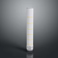 White Cylindrical Filter Cartridge With Yellow Stripes And Bottom Base