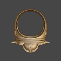 Golden Viking Helmet Decoration With Bearded Face And Ornate Patterns On Dark Background