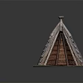 Traditional Thatch Roof Wooden Hut With Conical Structure And Grass Base