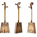 Traditional Wooden Musical Instruments With Intricate Carved Patterns And Artistic Designs