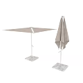 Square Sunshade And Foldable Umbrella With White Frame And Marble Base 3d model