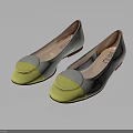 Diane Women's Flat Shoes White and Yellow Round Toe with Smooth Upper and Brown Sole