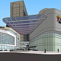 Modern Commercial Landscape With High Rise Buildings And Urban Plaza Design