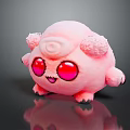 Game And Movie Character With Pink Fluffy Body Big Red Eyes And Round Shape