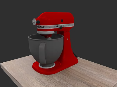 Red KitchenAid Stand Mixer On Wooden Countertop As Essential Kitchen Appliance 3d model