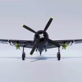 Dark Combat Fighter Jet Equipped With Propeller And Star Insignias