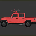Pink Off Road Pickup Truck With Red Roof Equipment And Black Rack Large Tires