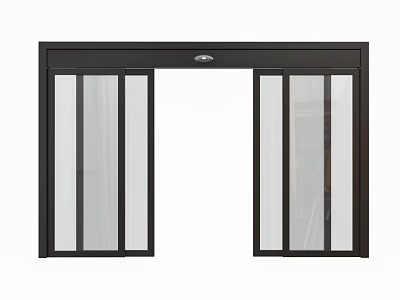Modern Black Frame Double Sliding Doors With Clear Glass Panels For Home 3d model