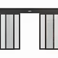 Modern Black Frame Double Sliding Doors With Clear Glass Panels For Home