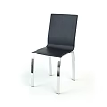 Modern Black Leather Single Chair With Silver Metal Legs And Minimalist Design
