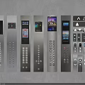 Modern Elevator Control Panels With Different Designs Buttons Displays And Floor Numbers 3d model