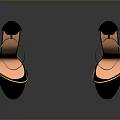 Stylish Black High Heels With Ankle Strap Thin Heel And Gold Trim Design