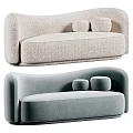 Modern Double Sofa Designs In Beige And Light Blue Upholstery With Two Cushions