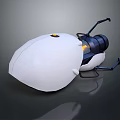 Futuristic Mechanical Insect 3D Model With White Body Black Legs And Yellow Light