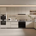 Modern Kitchen Interior Design With White Cabinets Built in Appliances And Sleek Countertop