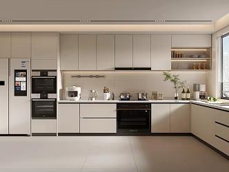 modern cream kitchen 3d model