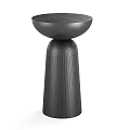 Black Modern Style Side Table With Round Top And Ribbed Base 3d model